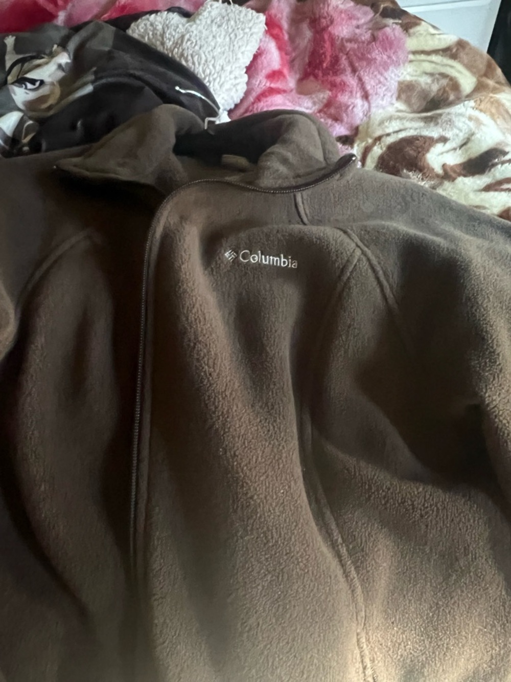 Columbia Dark Brown Fleece Jacket with Logo Tag